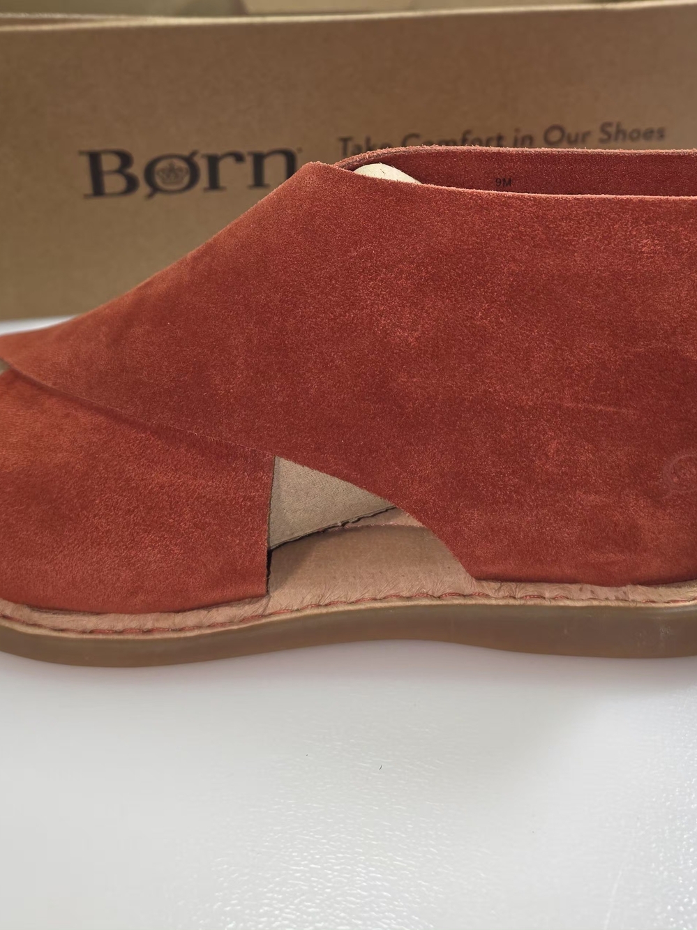 Born Suede Cross-Strap Sandals in Rust Red - Women - Picture 5 of 8